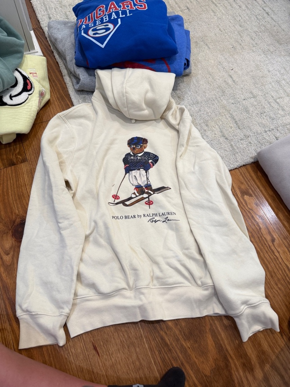 Ralph Lauren Cream Polo Bear Ski Hoodie